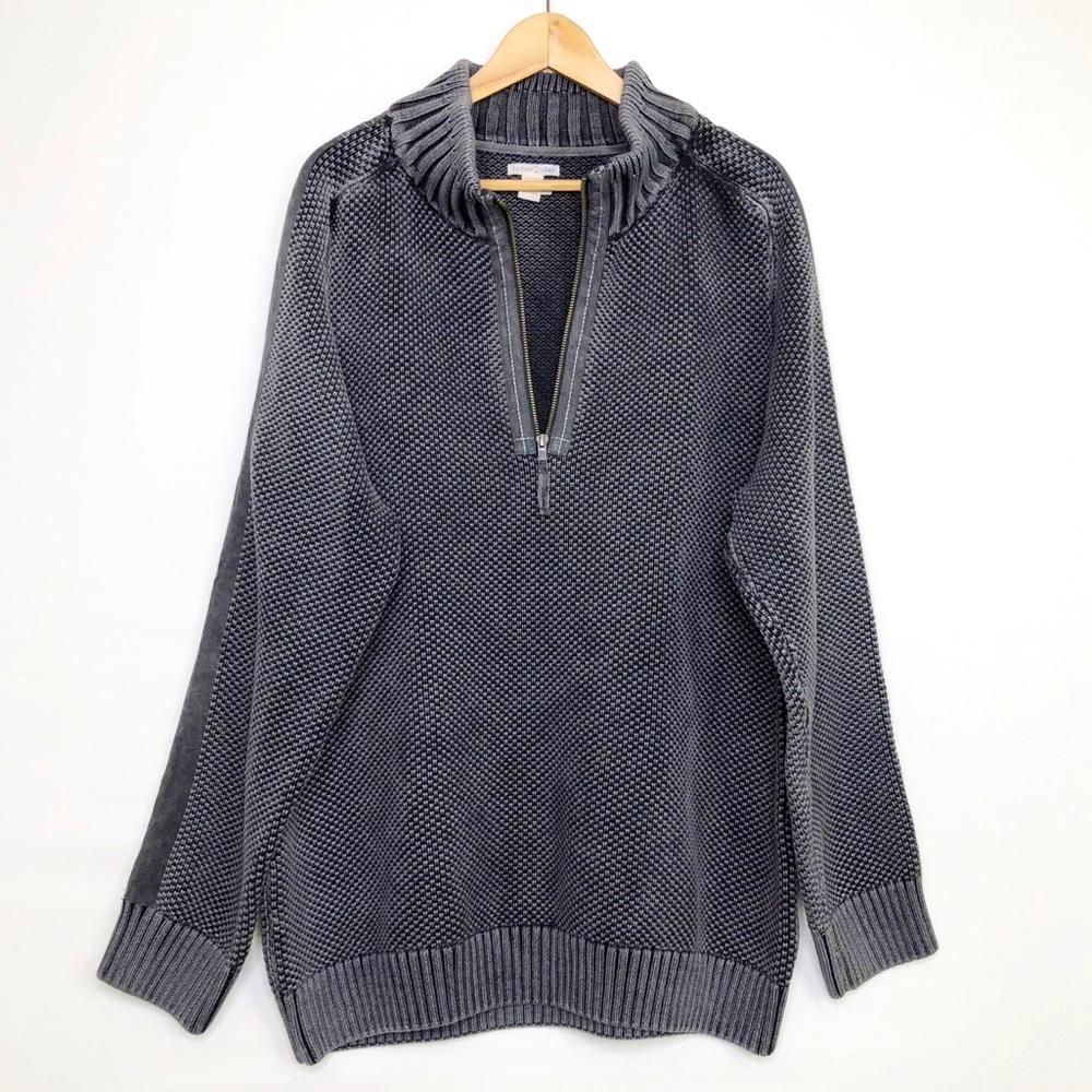 Carbon2Cobalt Gray chunky 3/4 zip pull over sweater